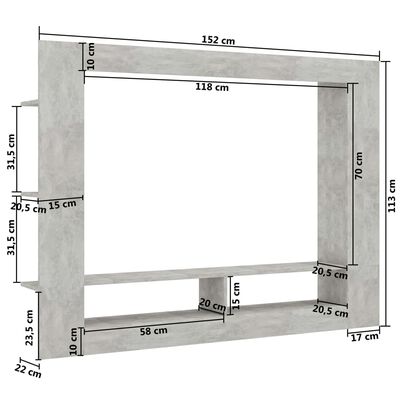 vidaXL TV-bänk betonggrå 152x22x113 cm spånskiva