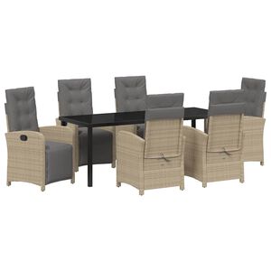 vidaXL Tr&auml;dg&aring;rdsm&ouml;belset 7 st Beige konstrotting