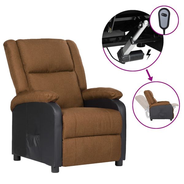 vidaXL Elektronisk reclinerf&aring;t&ouml;lj taupe konstl&auml;der&tyg