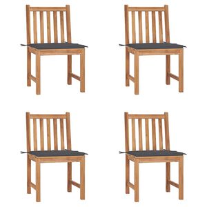 vidaXL Tr&auml;dg&aring;rdsstolar 4 st med dynor massiv teak