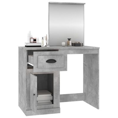 vidaXL Sminkbord med spegel betonggrå 90x50x132,5 cm konstruerat trä