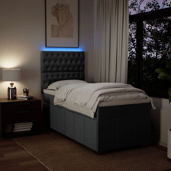 vidaXL Rams&auml;ng med madrass m&ouml;rkgr&aring; 100x200 cm tyg