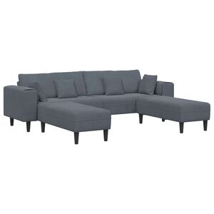 vidaXL Soffa 3 pcs M&ouml;rkgr&aring; 250 x 188 x 76 cm Sammet