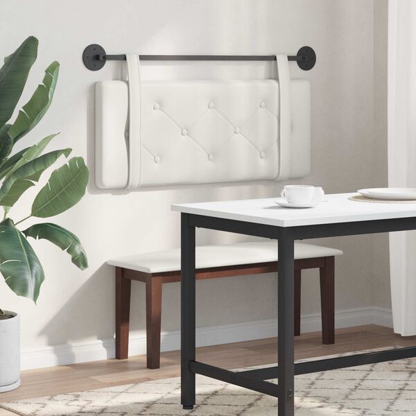 vidaXL H&auml;ngande Huvudgavel V&auml;ggmonterad Vit 110 x 55 x 5 cm Konstl&auml;der