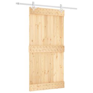 vidaXL Skjutd&ouml;rr Naturlig och vit 100 x 210 cm Massiv furutr&auml;d&ouml;rr