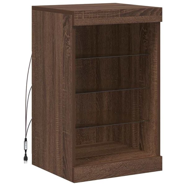 vidaXL Sk&auml;nk med LED-belysning brun ek 41x37x67 cm