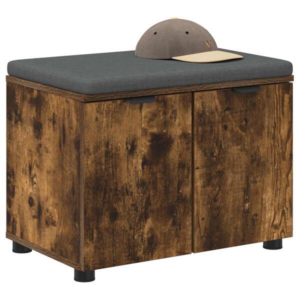 vidaXL Hallb&auml;nk med kudde med lagring med d&ouml;rr R&ouml;kt ek 60 x 38 x 46 cm