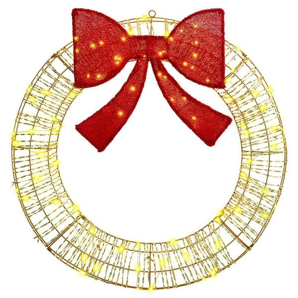 vidaXL Krans med 80 LED-lampor Varmvit 91 x 91 x 9 cm PET