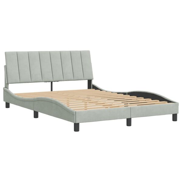 vidaXL Bed Frame without Mattress "Hanko" Light Grey 140x200 cm Velvet