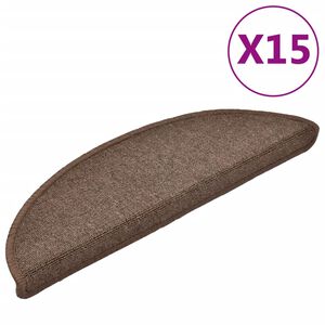 vidaXL Trappmattor 15 st 56x17x3 cm kaffebruna halvrunda