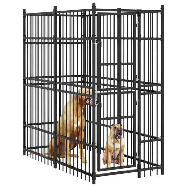 vidaXL Hundg&aring;rd f&ouml;r utomhusbruk st&aring;l 1,84 m&sup2;