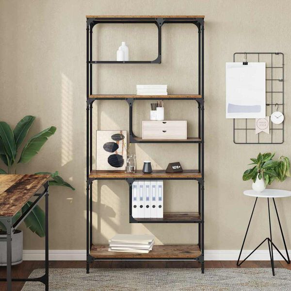 vidaXL Bokhylla Gammalt tr&auml; 81 x 36 x 176 cm Konstruerat tr&auml;