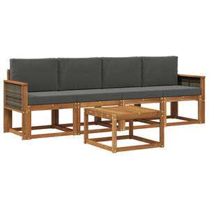 vidaXL Utomhussoffset med kudde 4 pcs Naturlig och Antracit