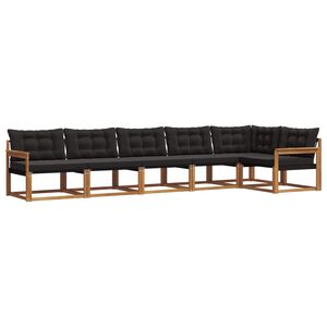 vidaXL Utomhussoffset med kudde 6 pcs Naturlig och svart