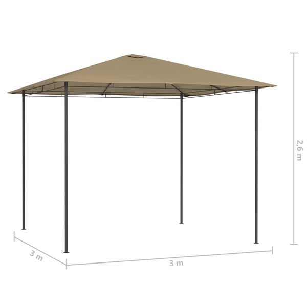 vidaXL Paviljong 3x3x2,6 m taupe 160 g/m²