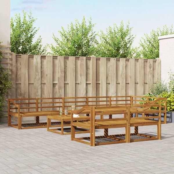 vidaXL Utomhussoffset 9 pcs Naturf&auml;rg Massivt Akaciatr&auml;