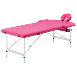 vidaXL Hopf&auml;llbar massageb&auml;nk 2 sektioner aluminium rosa
