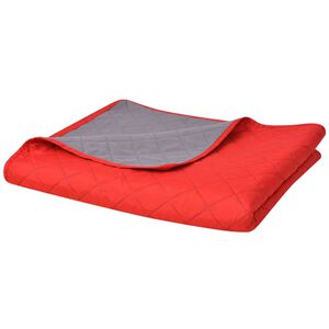 vidaXL Dubbelsidigt vadderat &ouml;verkast r&ouml;d och gr&aring; 170x210 cm
