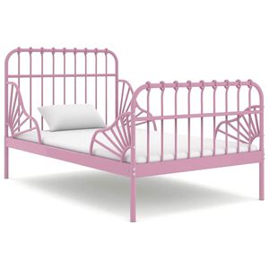 vidaXL Utdragbar s&auml;ngram rosa metall 80x130/200 cm