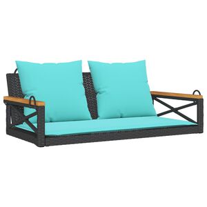 vidaXL Gungb&auml;nk med dynor svart 109x62x40 cm konstrotting