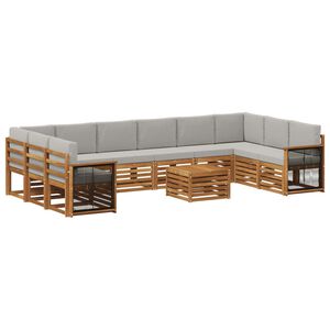 vidaXL Utomhussoffset med kudde 8 pcs Naturlig och ljusgr&aring;