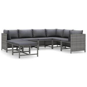 vidaXL Loungegrupp f&ouml;r tr&auml;dg&aring;rden med dynor 8 delar konstrotting gr&aring;