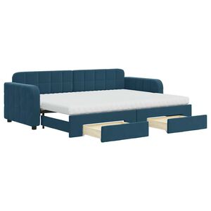vidaXL Dagb&auml;dd utdragbar med l&aring;dor bl&aring; 80x200 cm sammet
