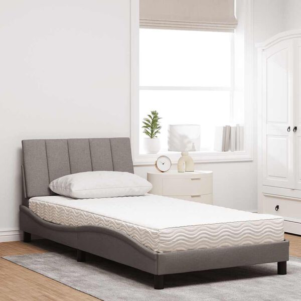 vidaXL Bed with Mattress "Hanko" Taupe 100x200 cm Fabric
