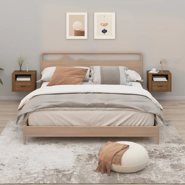 vidaXL Väggmonterade sängbord 2 st brun ek 50x36x40 cm