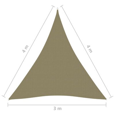 vidaXL Solsegel oxfordtyg trekantigt 3x4x4 m beige