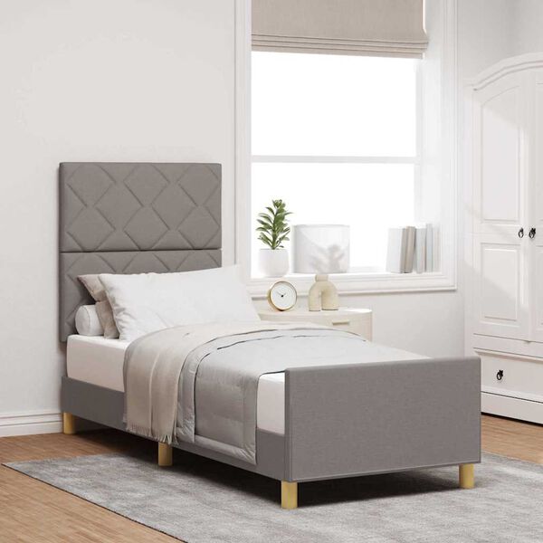 vidaXL S&auml;ngram med huvudgavel Taupe 80 x 200 cm tyg