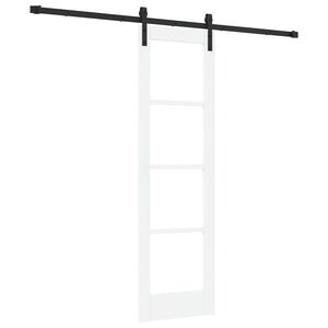 vidaXL Skjutd&ouml;rr ORKDAL Vit 61 x 198,5 cm Massivt talltr&auml; och glas