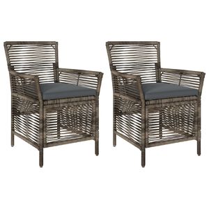 vidaXL Utomhusstol med kudde 2 pcs Gr&aring; och m&ouml;rkgr&aring; konstrotting