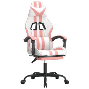 vidaXL Gamingstol med fotst&ouml;d vit och rosa konstl&auml;der