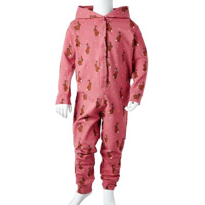 Pyjamas med huva för barn gammalrosa 92