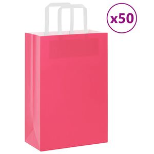 vidaXL Pappersp&aring;sar 50 st med handtag rosa 21x11x31 cm