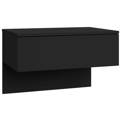 vidaXL Väggmonterat sängbord svart