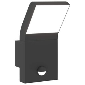 vidaXL Utomhusv&auml;gglampa LED med sensor svart gjuten aluminium
