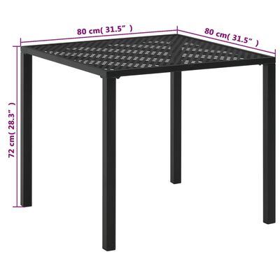vidaXL Trädgårdsbord svart 80x80x72 cm stål