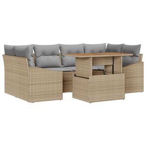 vidaXL Tr&auml;dg&aring;rdsoffset med lagring 7 pcs Beige Poly rattan