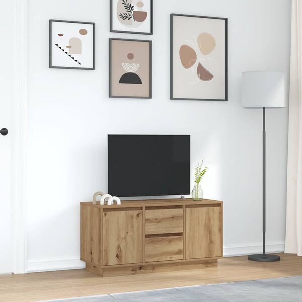 vidaXL TV-b&auml;nk med LED-lampor hantverksm&auml;ssig ek 100x41x50 cm