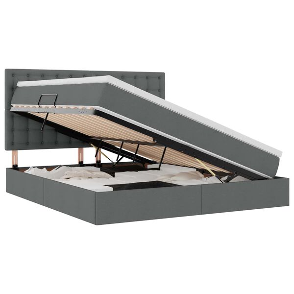 vidaXL F&ouml;rvaringss&auml;ng med LED med led M&ouml;rkgr&aring; 160 x 200 cm Polyester