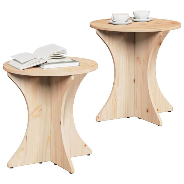 vidaXL Kaffeebord 2 pcs Naturfärg Massiv furu