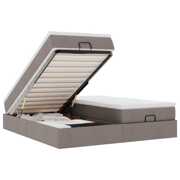 vidaXL Ottoman s&auml;ngram med madrasser taupe 160x200 cm tyg