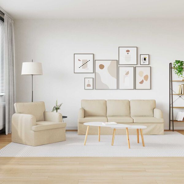 vidaXL Soffa 180cm 2 pcs Kr&auml;m Metall