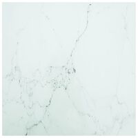 vidaXL Bordsskiva vit 70x70 cm 6 mm härdat glas med marmortextur