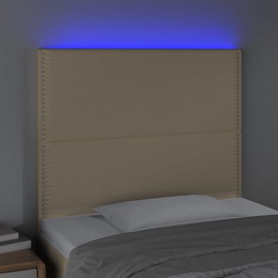 vidaXL Huvudgavel LED gräddvit 90x5x118/128 cm tyg