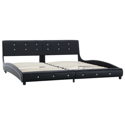 vidaXL Säng med madrass svart konstläder 180x200 cm