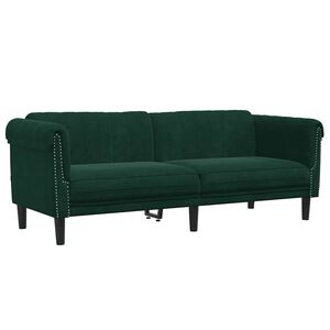 vidaXL Soffa 3-sits m&ouml;rkgr&ouml;n sammet