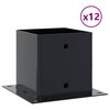 vidaXL Stolpbaser fyrkantiga 12 st 141x141 mm pulverlackerat st&aring;l